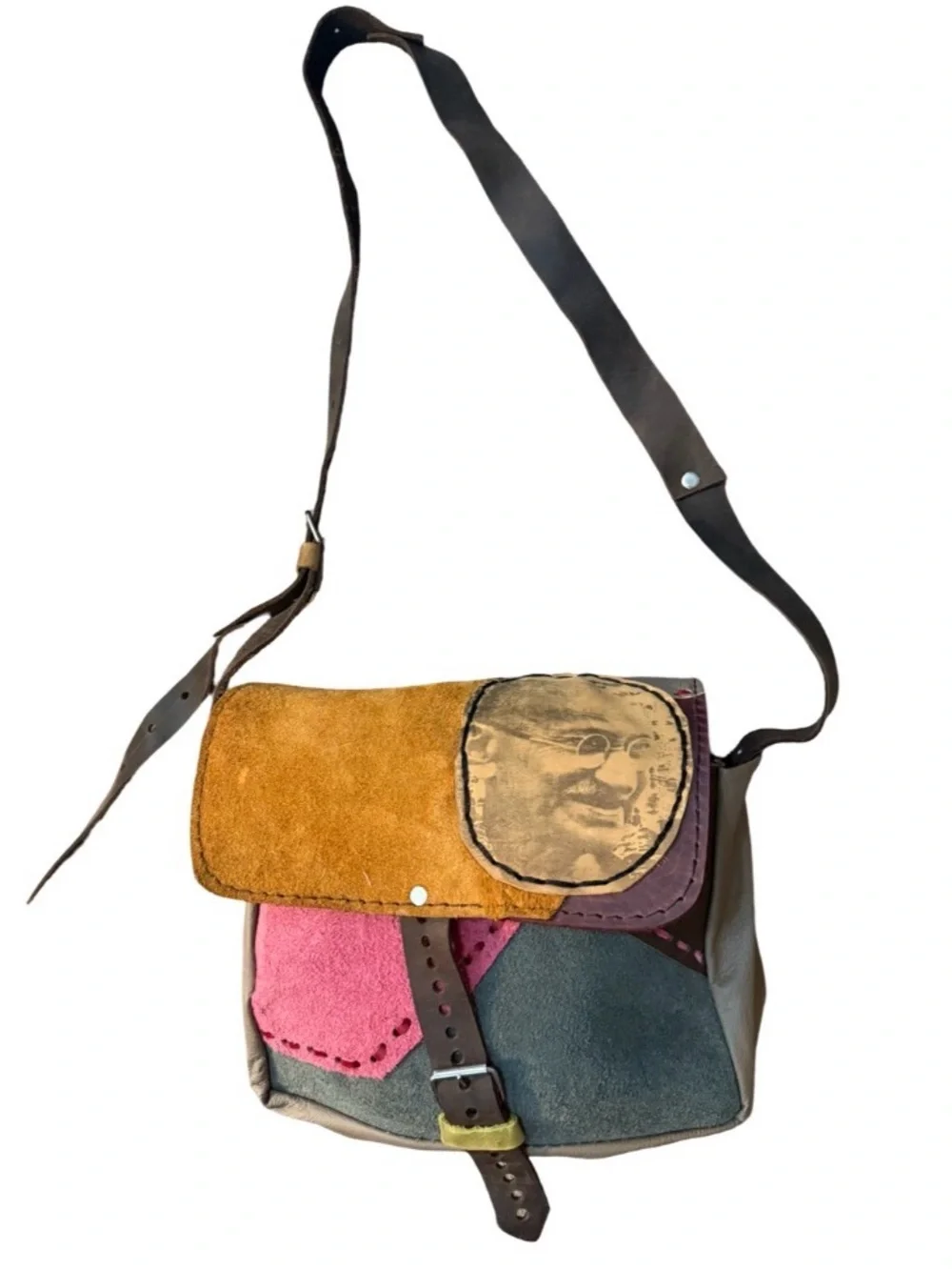 Unique multi color leather bag
